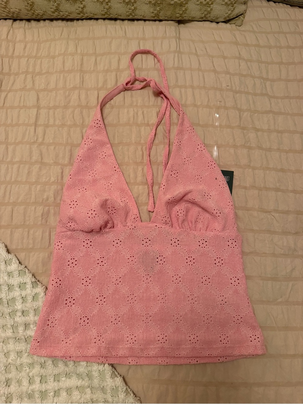 wild fable Pink Eyelet Halter Tank Top